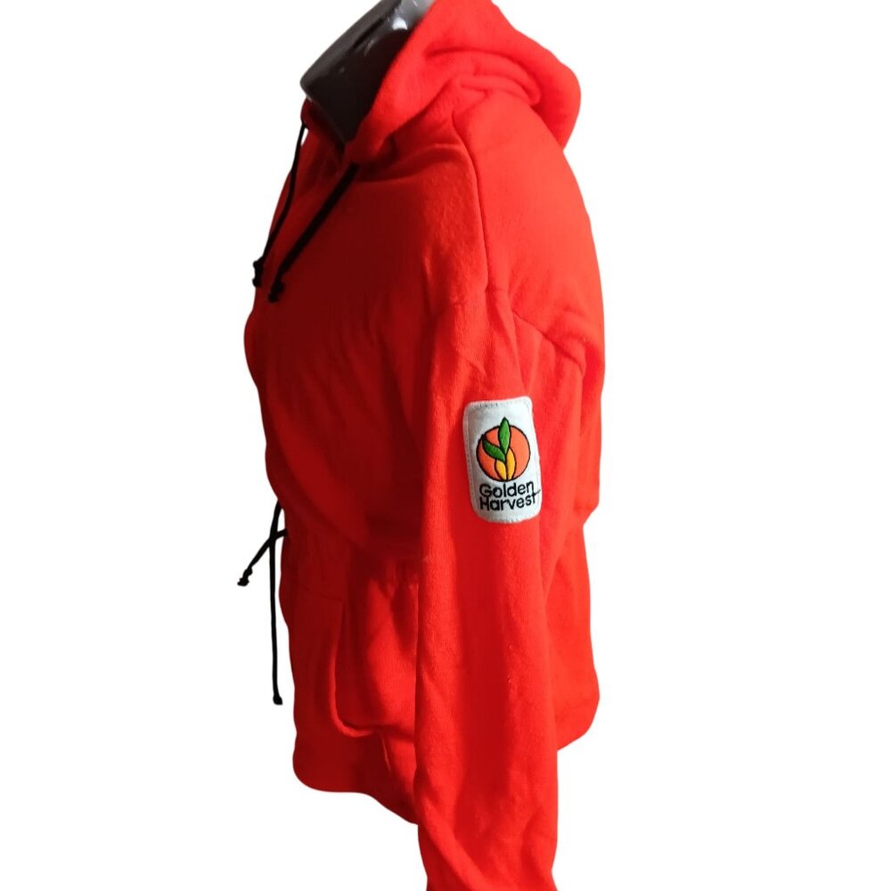 Men's Large Vintage 1980's Hoody Jacket Golden Harvest Farmer Patch Drawstring